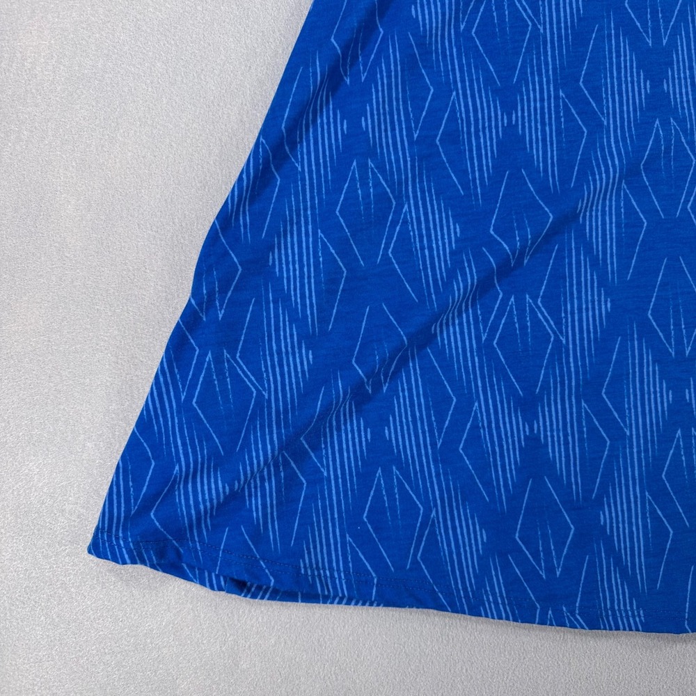 LuLaRoe Maxi Skirt Blue Geometric Diamond Print Fold Over Waist M - Picture 3 of 10